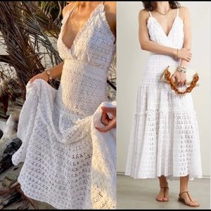 LoveShackFancy Dua Cotton-Broderie Maxi Dress in Antique White